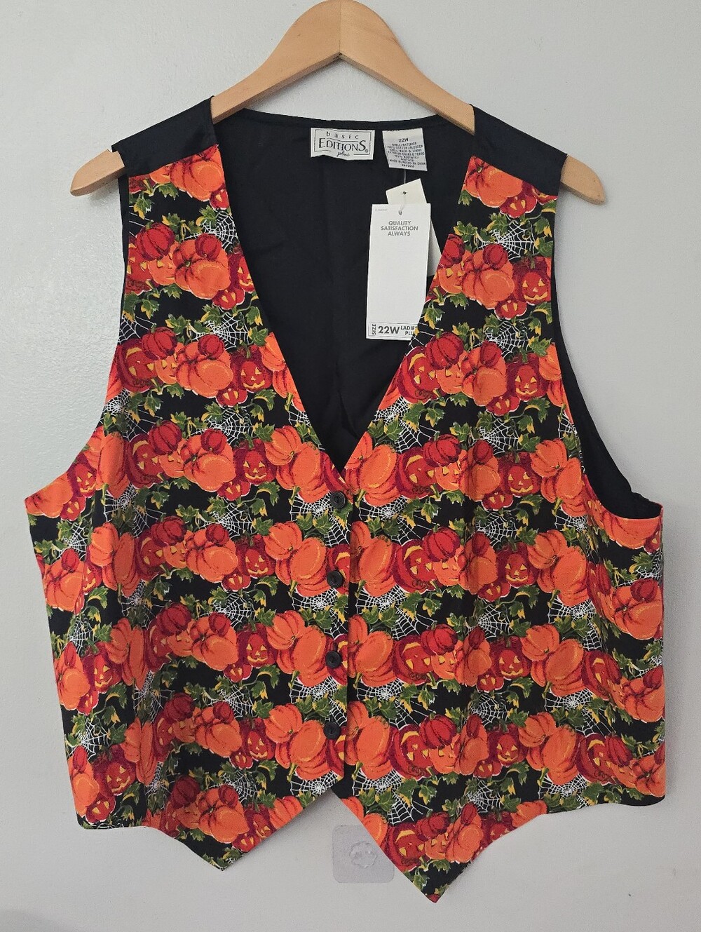 Basic Edition Y2K Vest Womens 22W Orange Pumpkin Halloween Fall Cottage Teacher